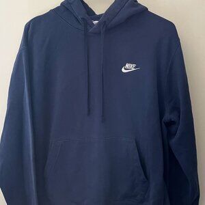 Nike Hoodie Size M Mens Swoosh Logo Pullover Hooded Sweatshirt Blue Modern